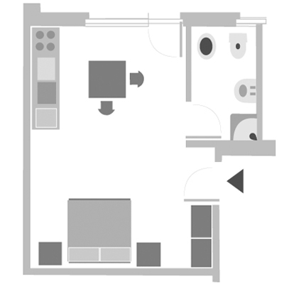 apartment for 2 or 3 persons 